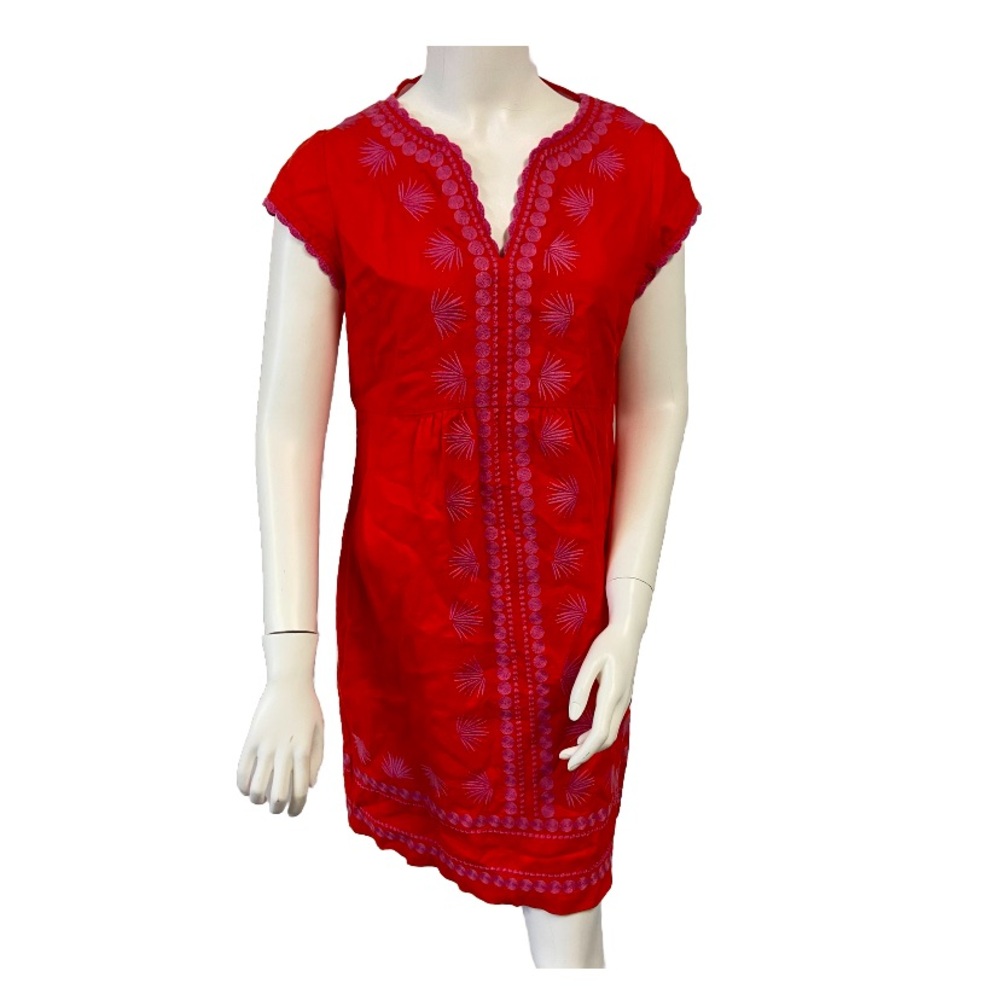 Boden Sleeveless Sheath Dress Red/ Pink Embroidered Size 6